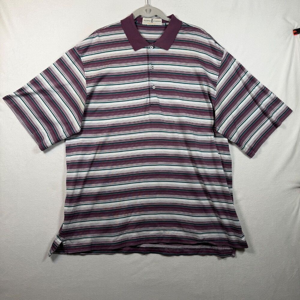 Fairway & Greene Polo Shirt Mens XL Purple Green Stripe Golf Cotton